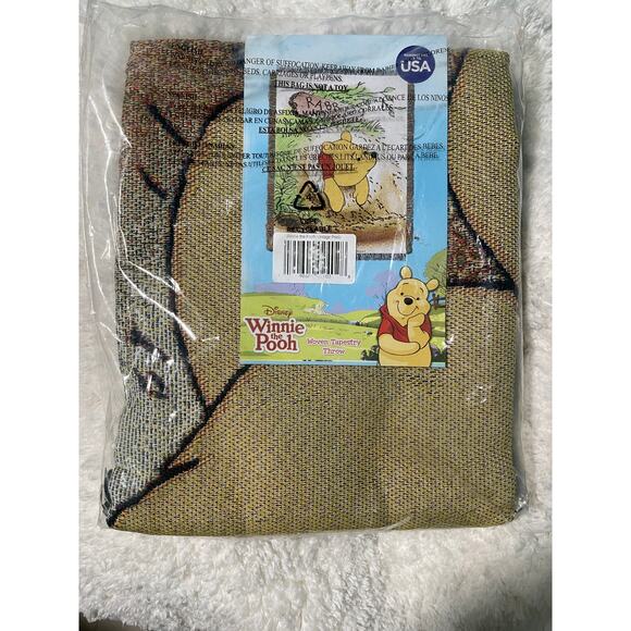 Disney Winnie The Pooh Vintage Pooh Woven Tapestry Throw Blanket NEW - Picture 2 of 7